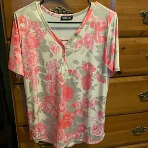 HEIMISH USA Pink and Gray Graphic Tee Relaxed Fit